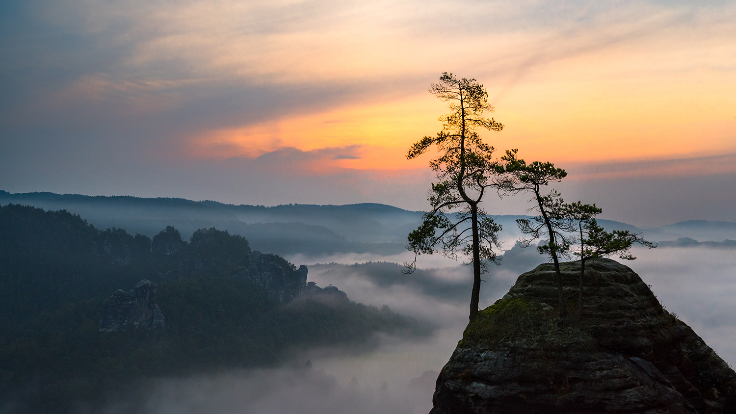 Sonnenaufgang in der Sächsischen Schweiz